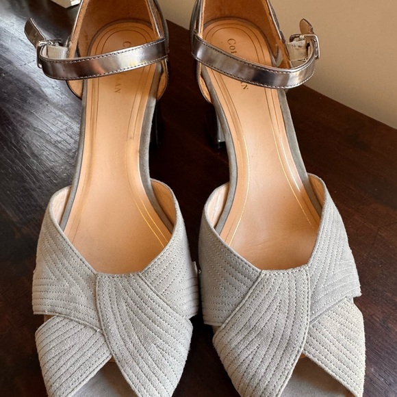 Cole Haan Women's Jovie Gray Suede Heeled Sandals - Picture 1 of 10